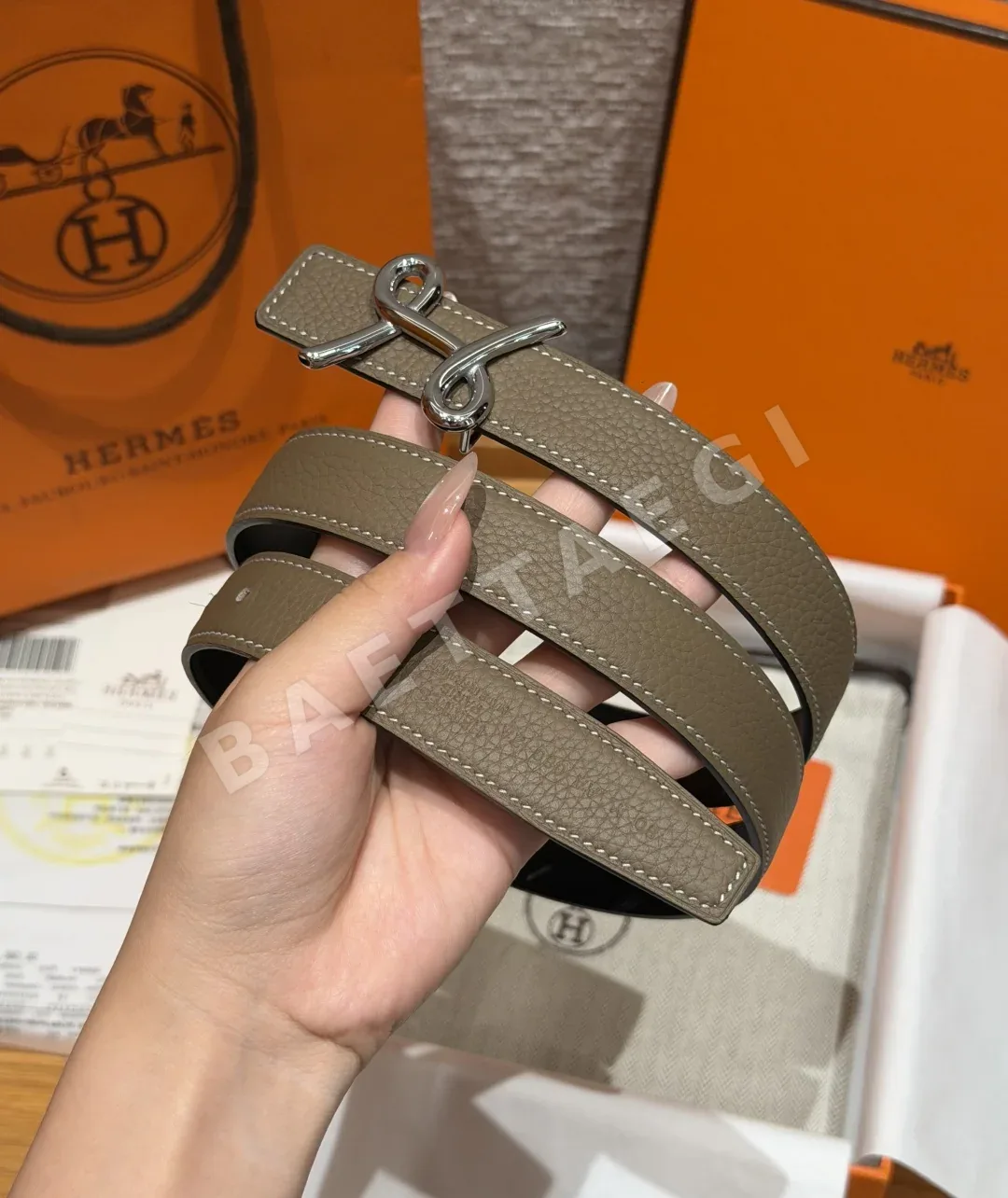 에르메스 크로와지에르 H 버클 양면 가죽 벨트 상세 이미지 2