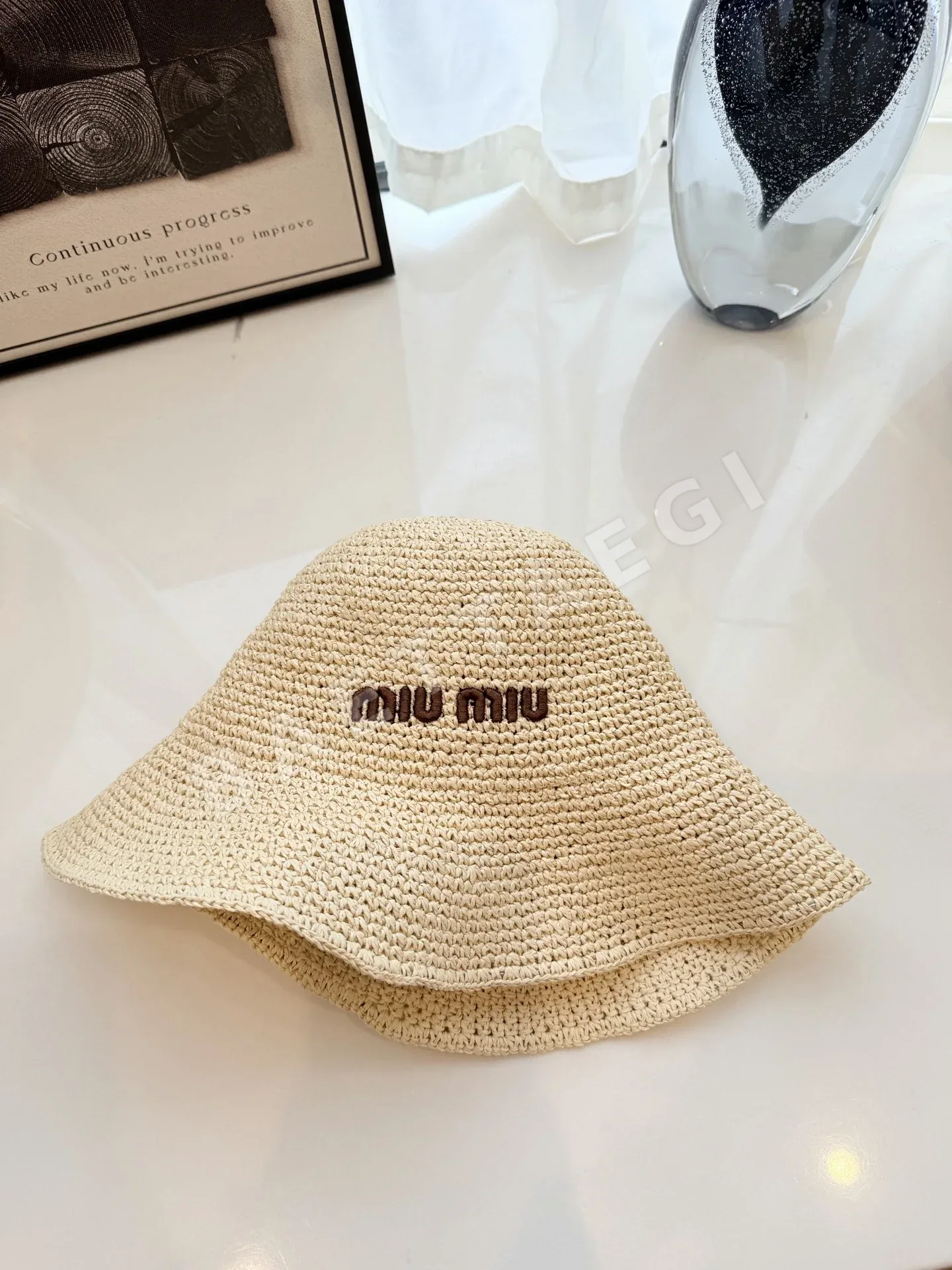 미우미우 밀짚 어부 모자 상세 이미지 8