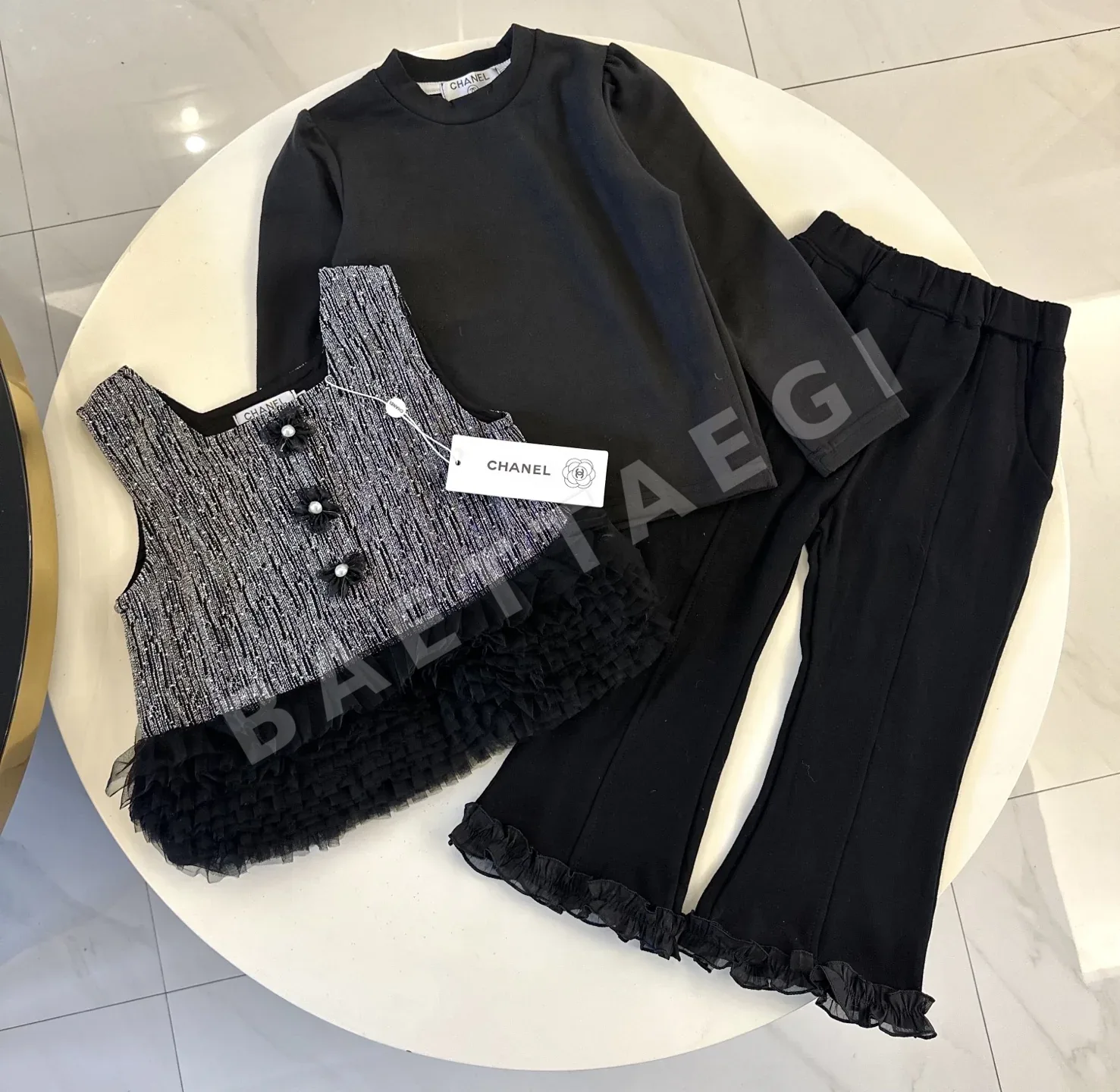 샤넬 키즈 쓰리피스 수트 세트 상세 이미지 2