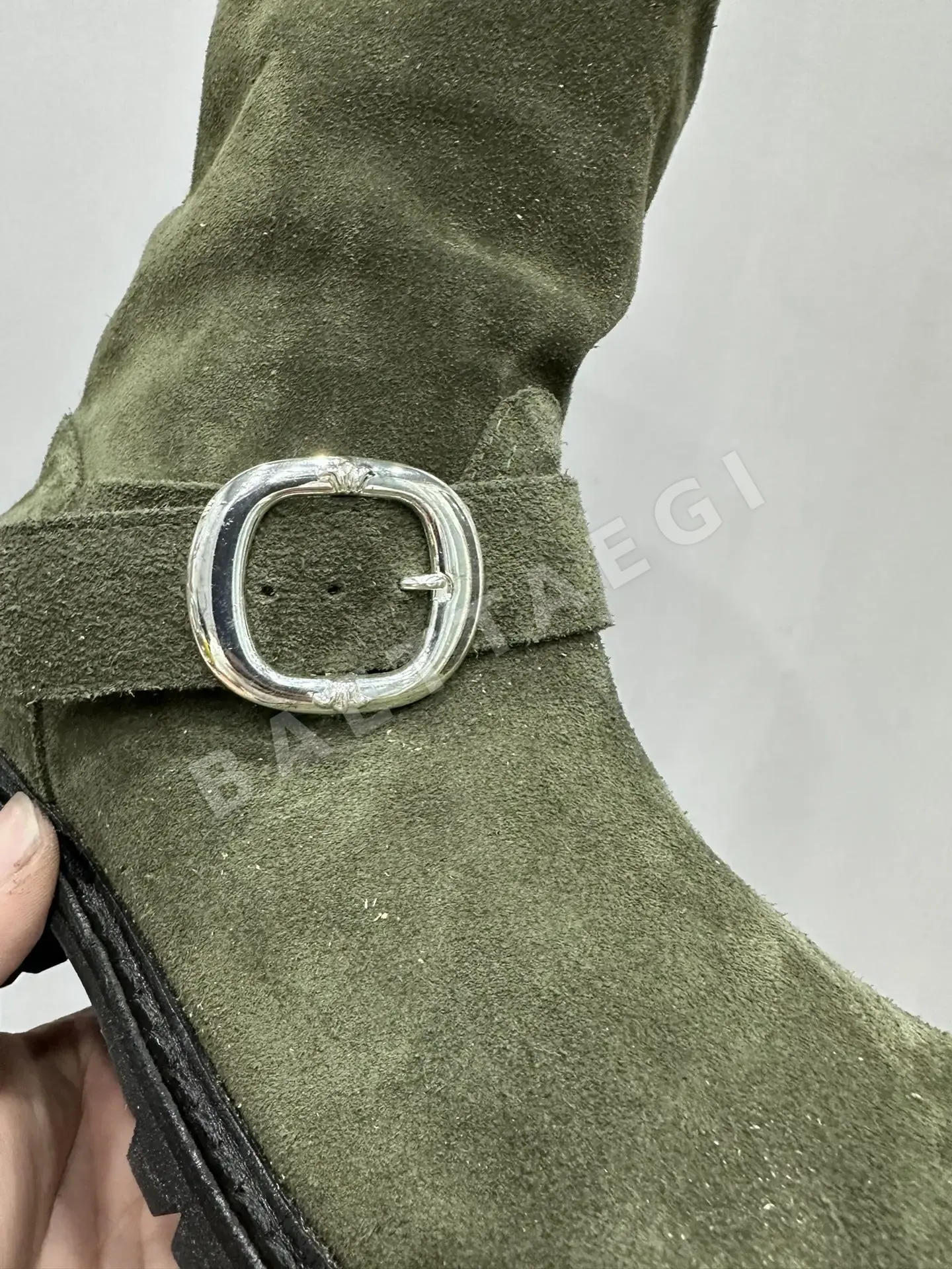 크롬하츠 부츠 그린 스웨이드 하이컷 엔지니어 상세 이미지 5
