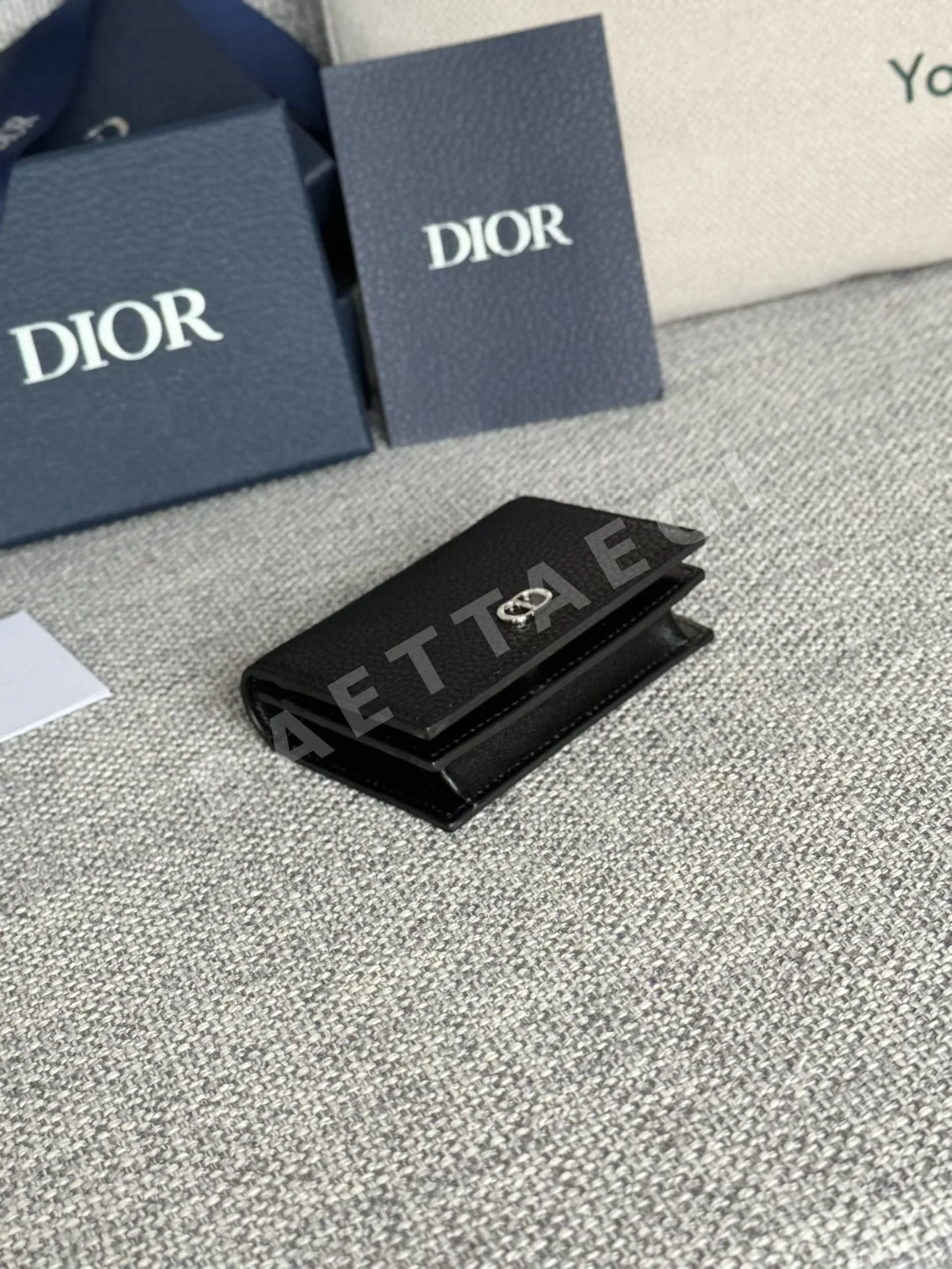 디올 CD 로고 블랙 카프스킨 동전 지갑 상세 이미지 3