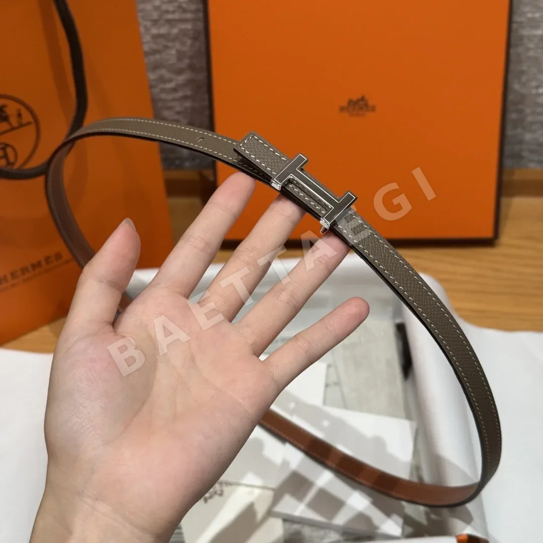 에르메스 미니 H 버클 양면 가죽 벨트 상세 이미지 4