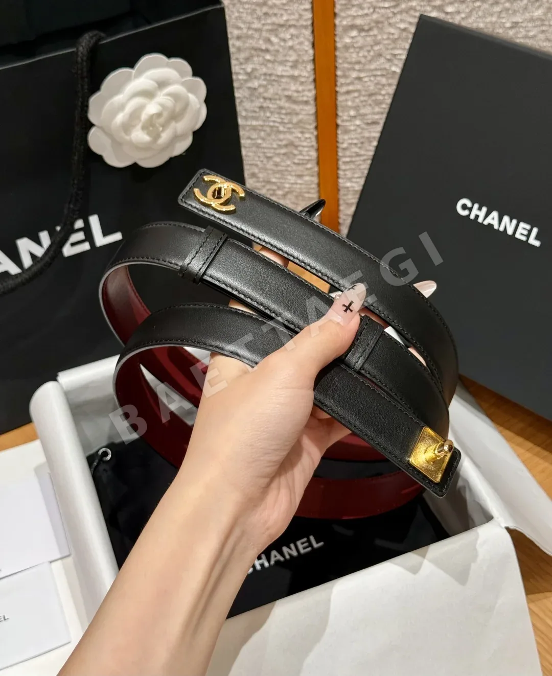 샤넬 가죽 회전식 더블 C 버클 벨트 상세 이미지 3