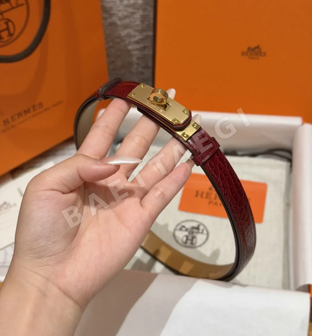 에르메스 켈리 버클 크로커다일 에펨 벨트 18mm 176574