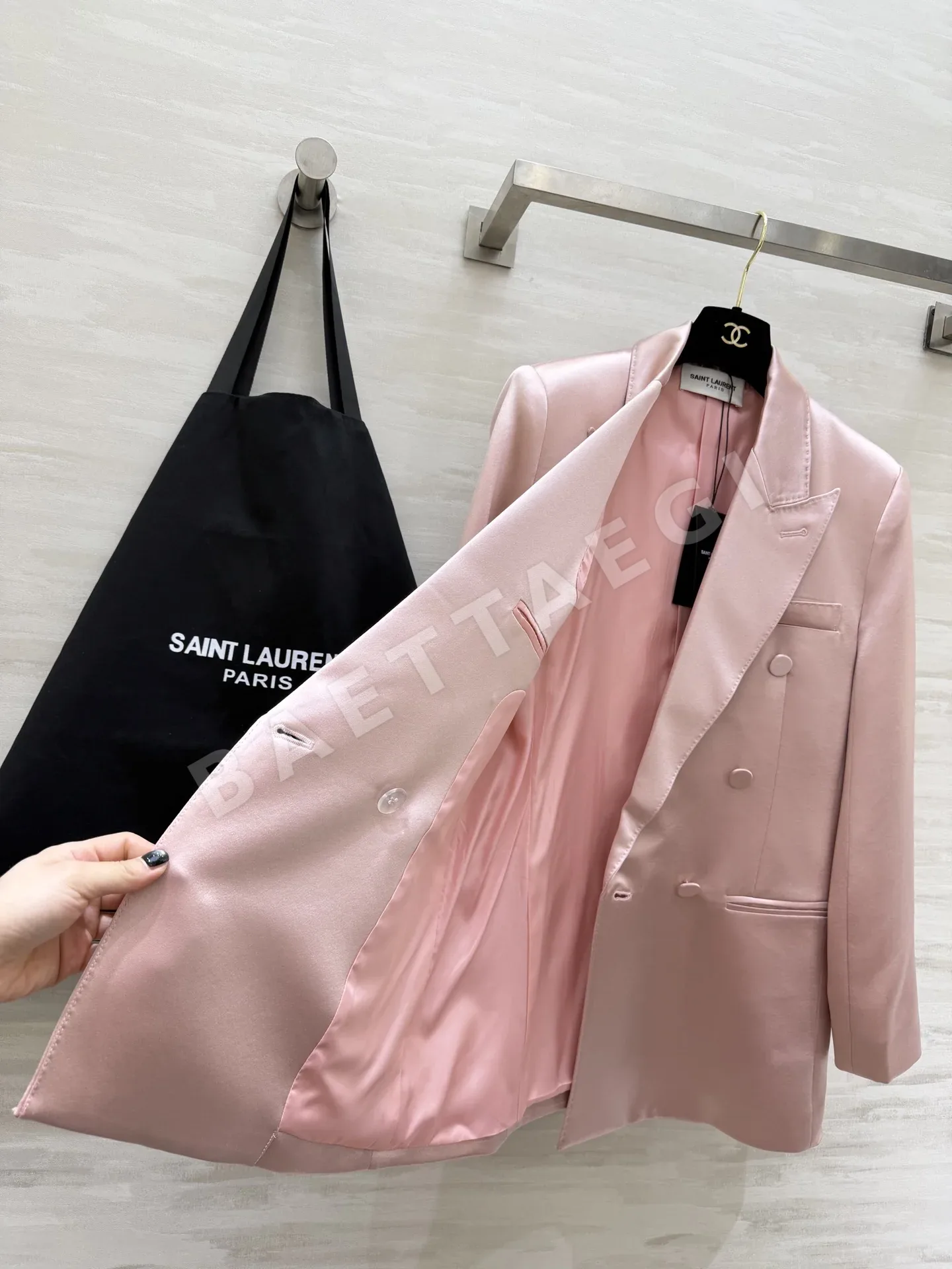 생로랑 아세테이트 새틴 더블브레스트 자켓 상세 이미지 7