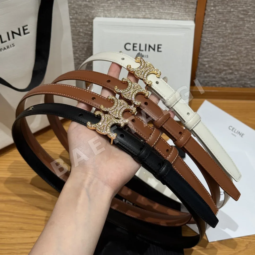 셀린느 개선문 크리스탈 장식 소가죽 벨트 171568