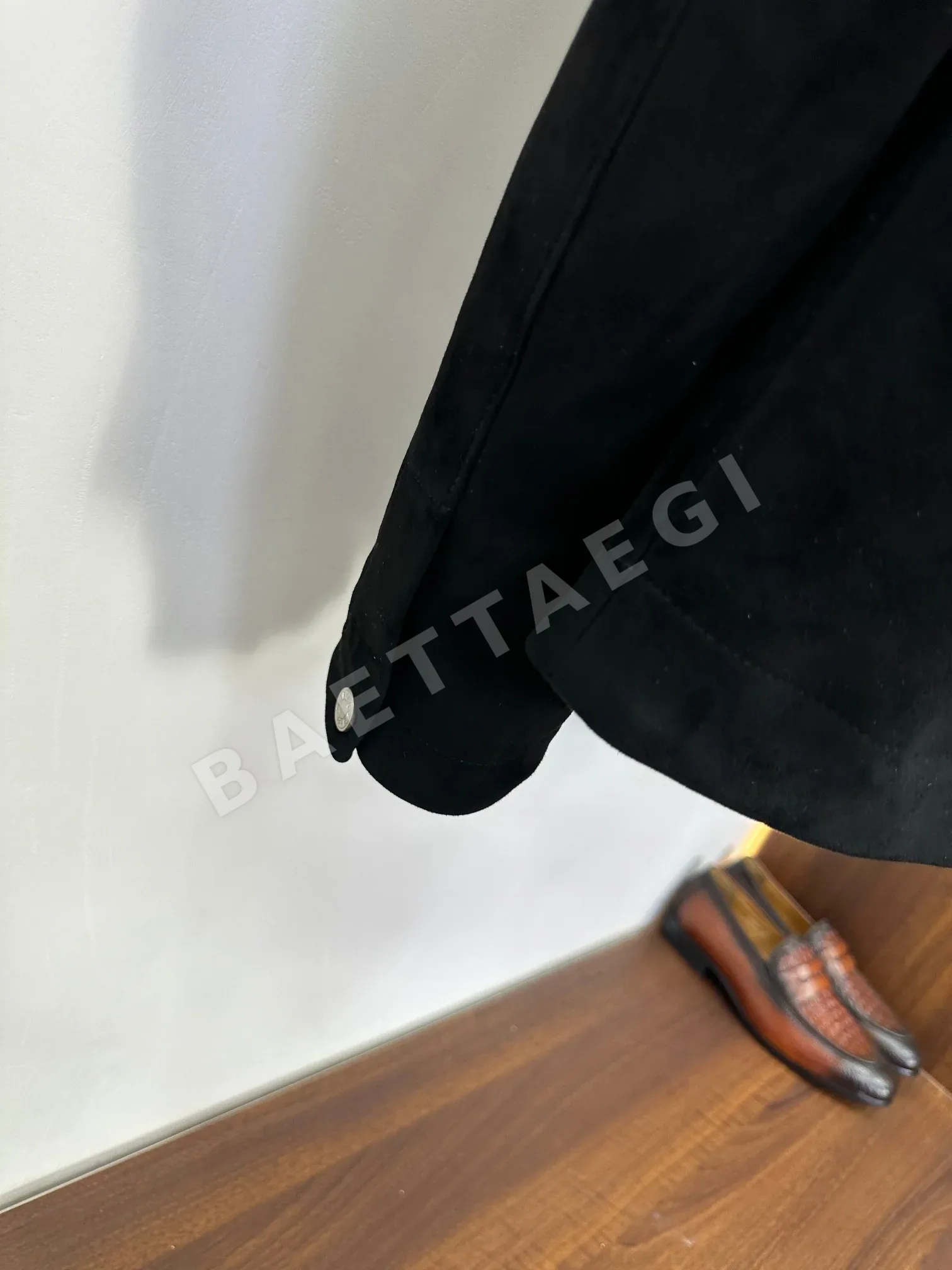 에르메스 블랙 램스킨 스웨이드 스탠드 카라 자켓 상세 이미지 9