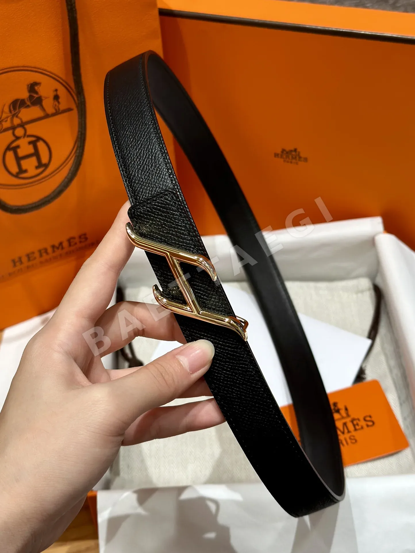 에르메스 H형 팔라듐 버클 가죽 벨트 상세 이미지 3