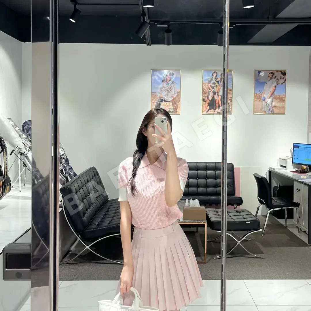 마크앤로나 여성 컬러 블록 니트 반팔 탑 상세 이미지 5