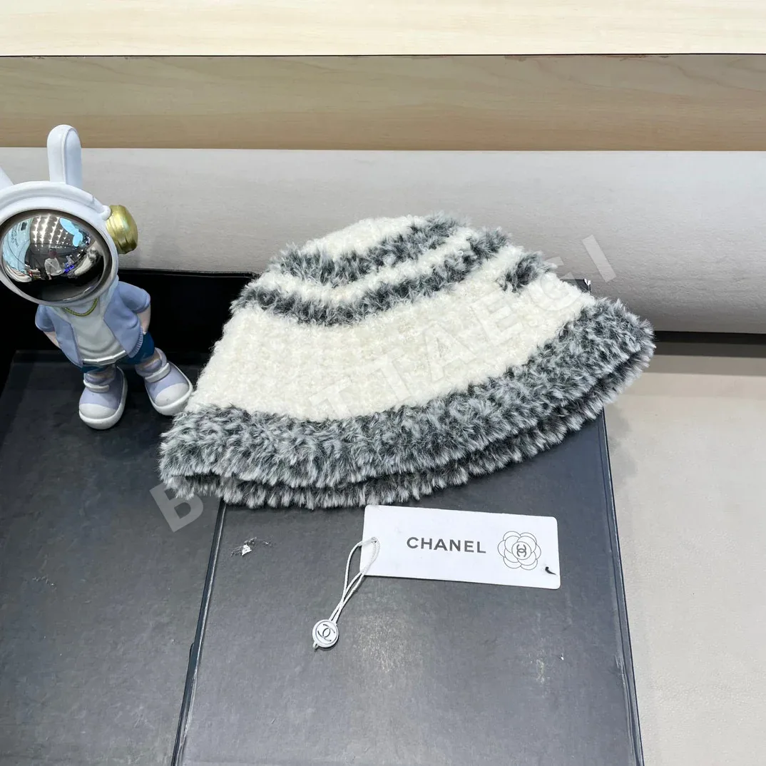 샤넬 스트라이프 컬러 블록 버킷 모자 상세 이미지 2