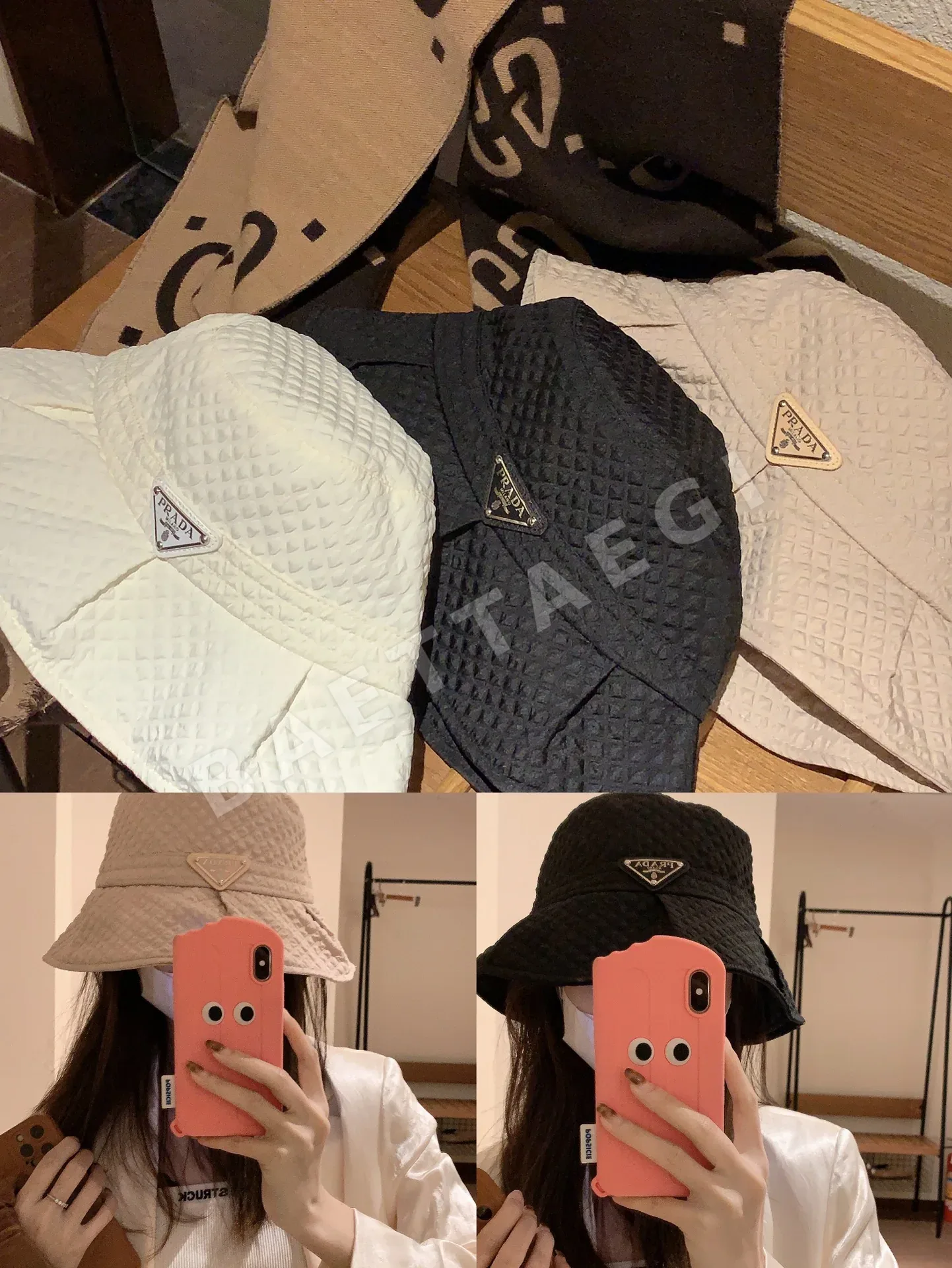 프라다 와플 원단 버킷햇 모자 상세 이미지 9