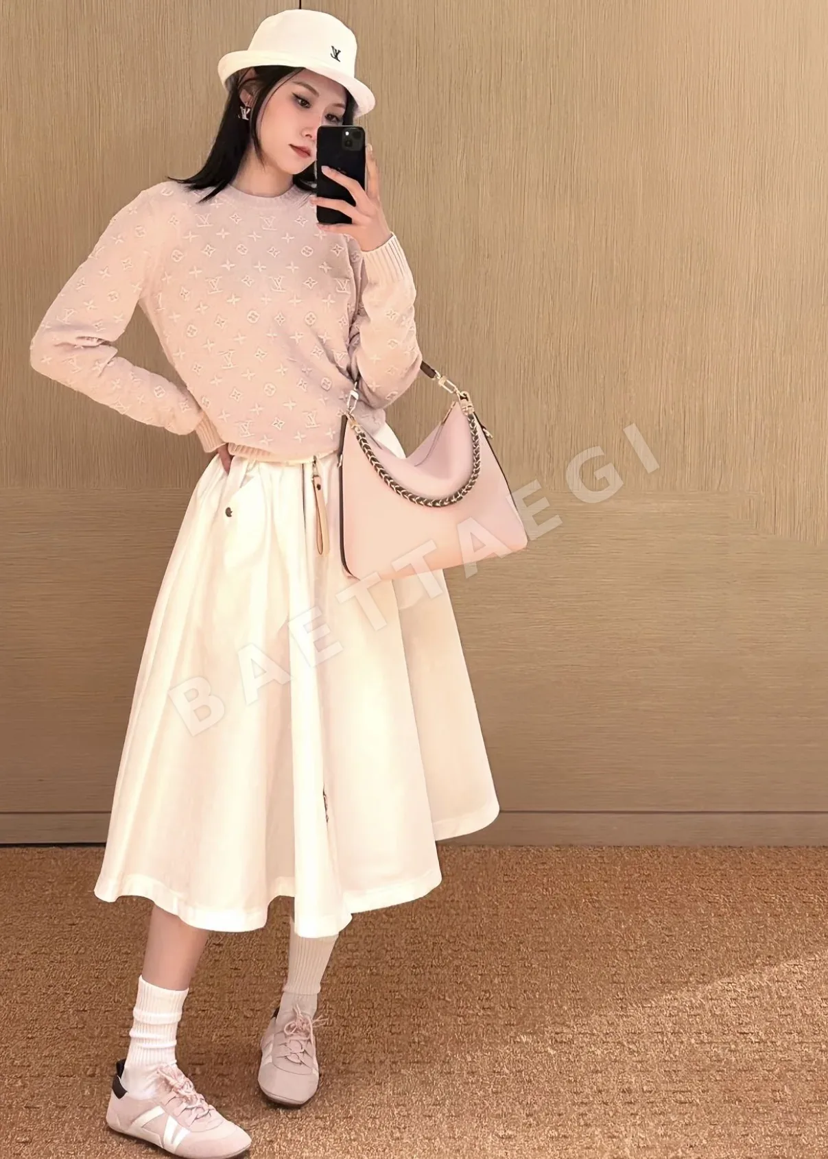 루이비통 엠보스 지퍼 롱 스커트 114729