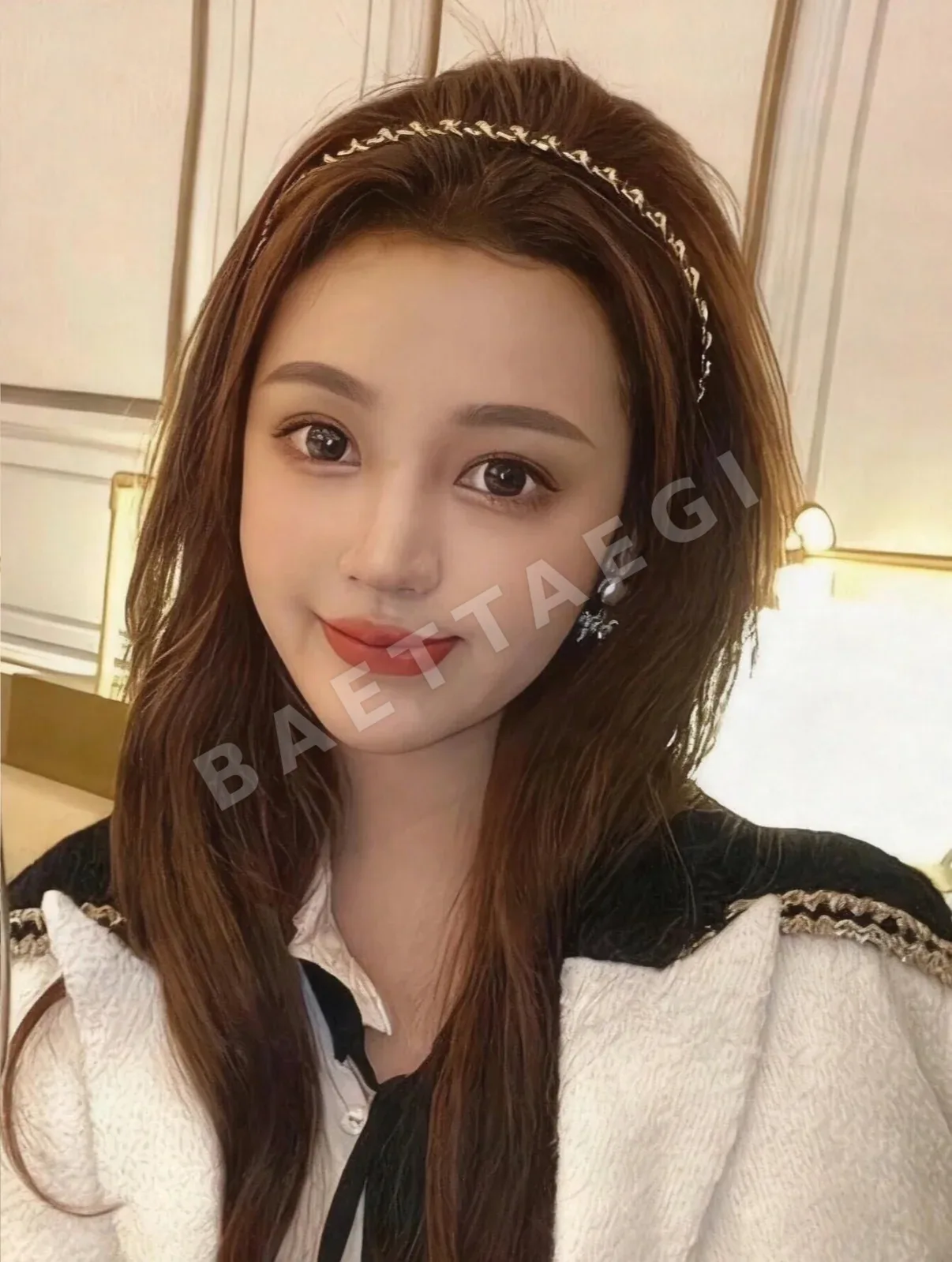 샤넬 더블 C 메탈 체인 실크 헤어밴드 상세 이미지 4
