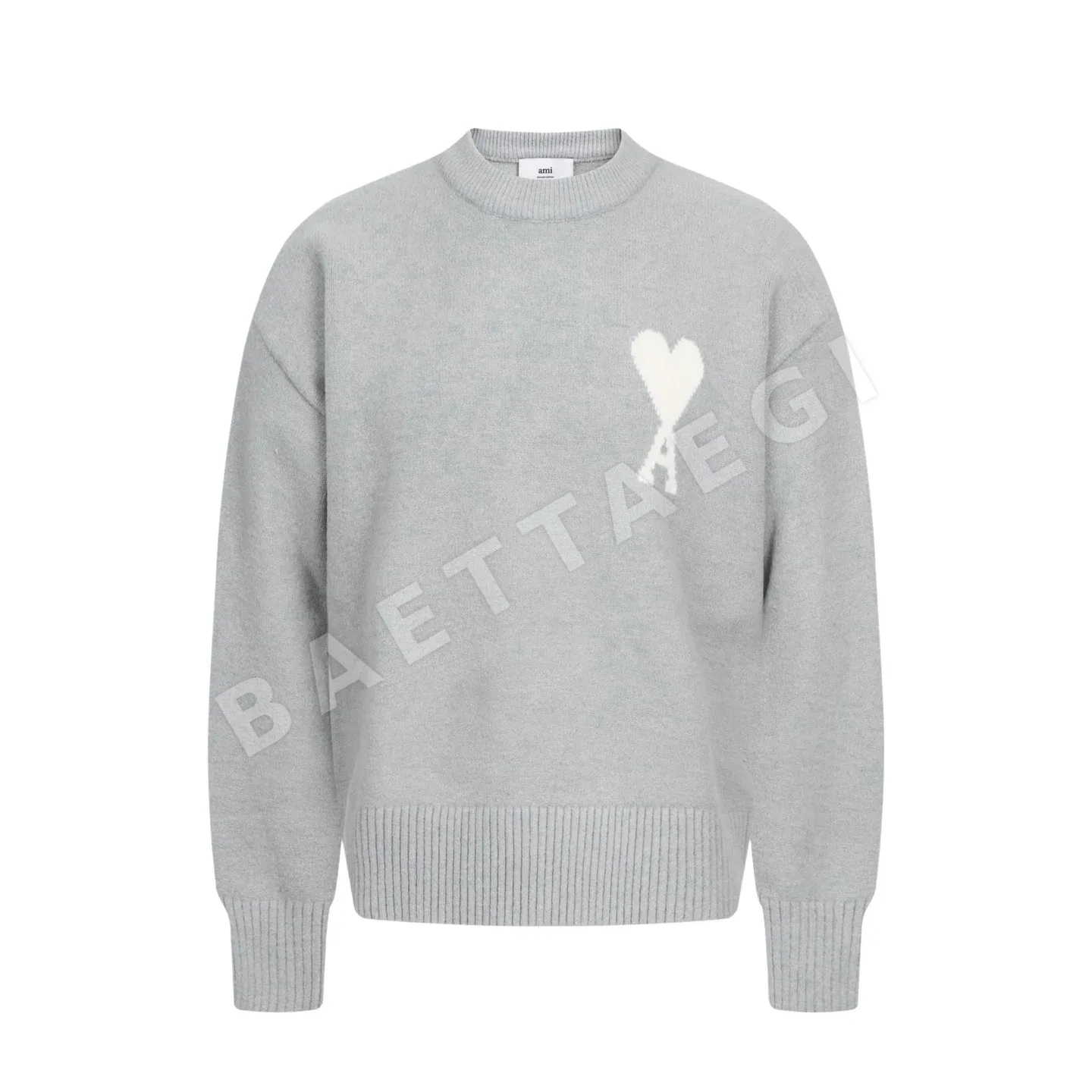 아미 하트 자카드 알파카 울 크루넥 긴팔 스웨터 170233