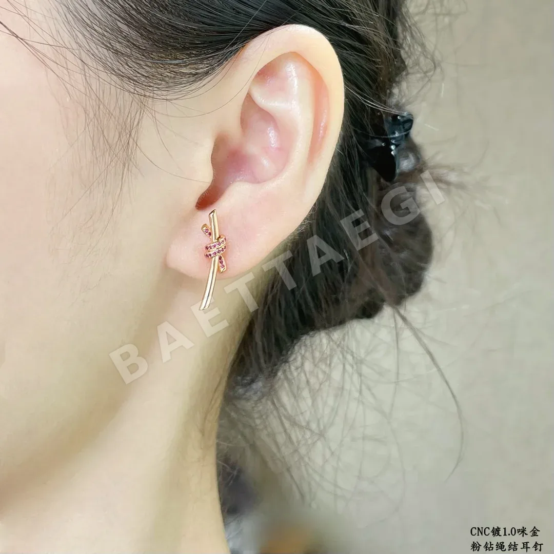 티파니 핑크 다이아몬드 로프 매듭 귀걸이 71210