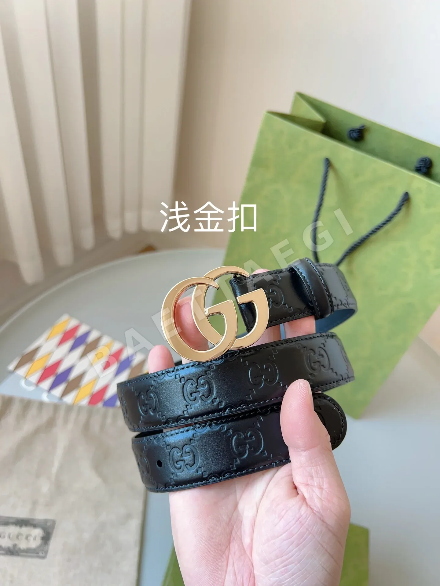 구찌 GG 밀라노 더블 G 실버 버클 가죽 벨트 상세 이미지 7