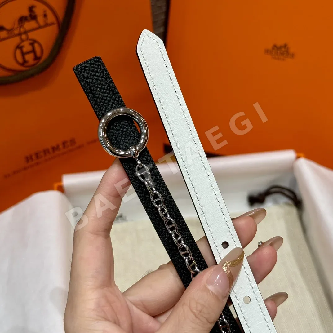 에르메스 팔라듐 도금 체인 잠금 가죽 벨트 상세 이미지 3