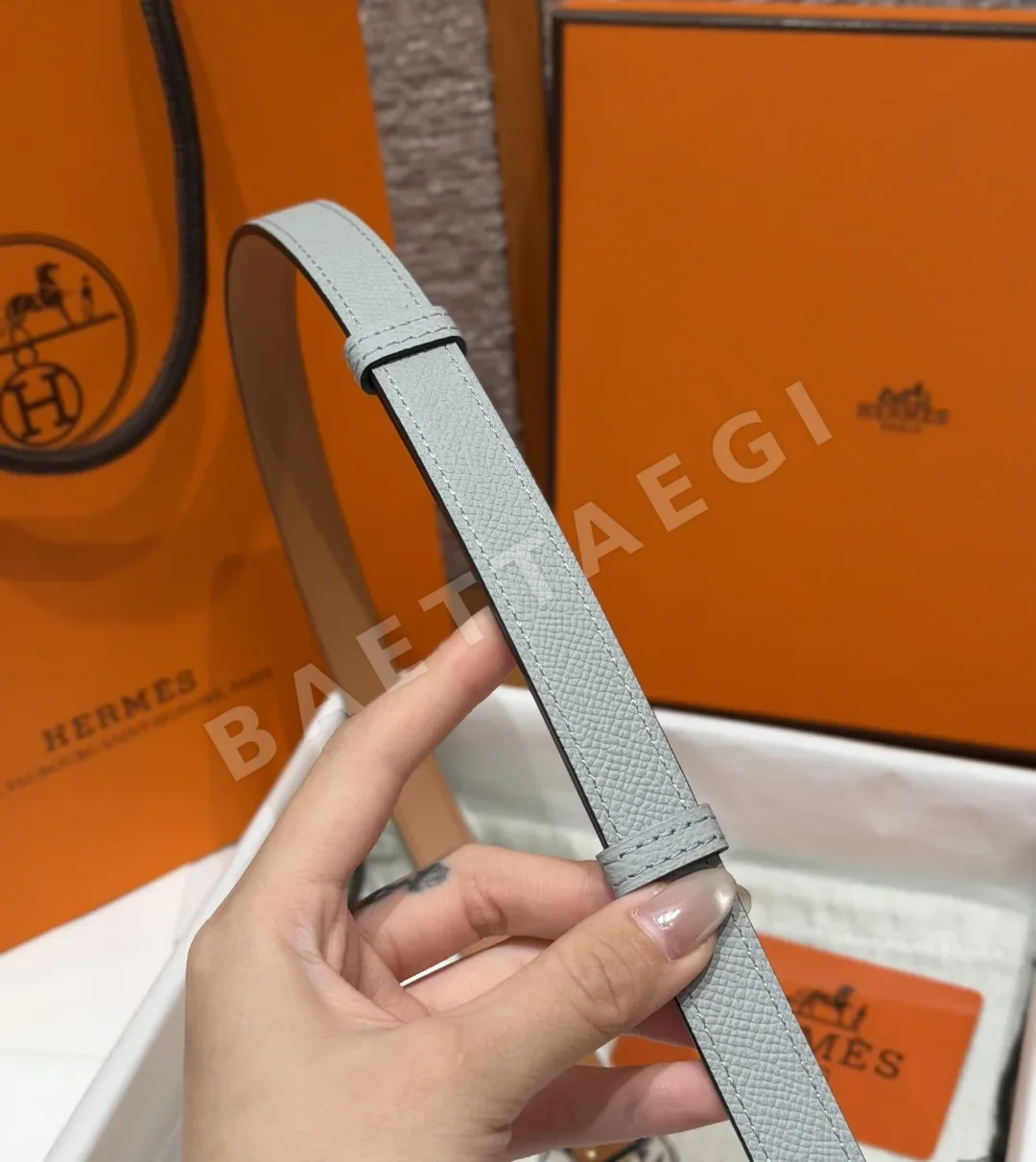 에르메스 켈리 팔라듐 버클 가죽 벨트 상세 이미지 9