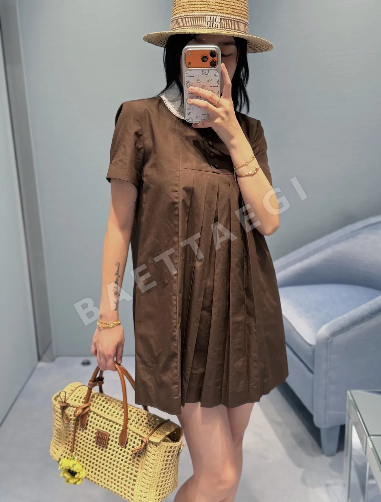 미우미우 피터팬 카라 레이스 A라인 원피스 상세 이미지 3