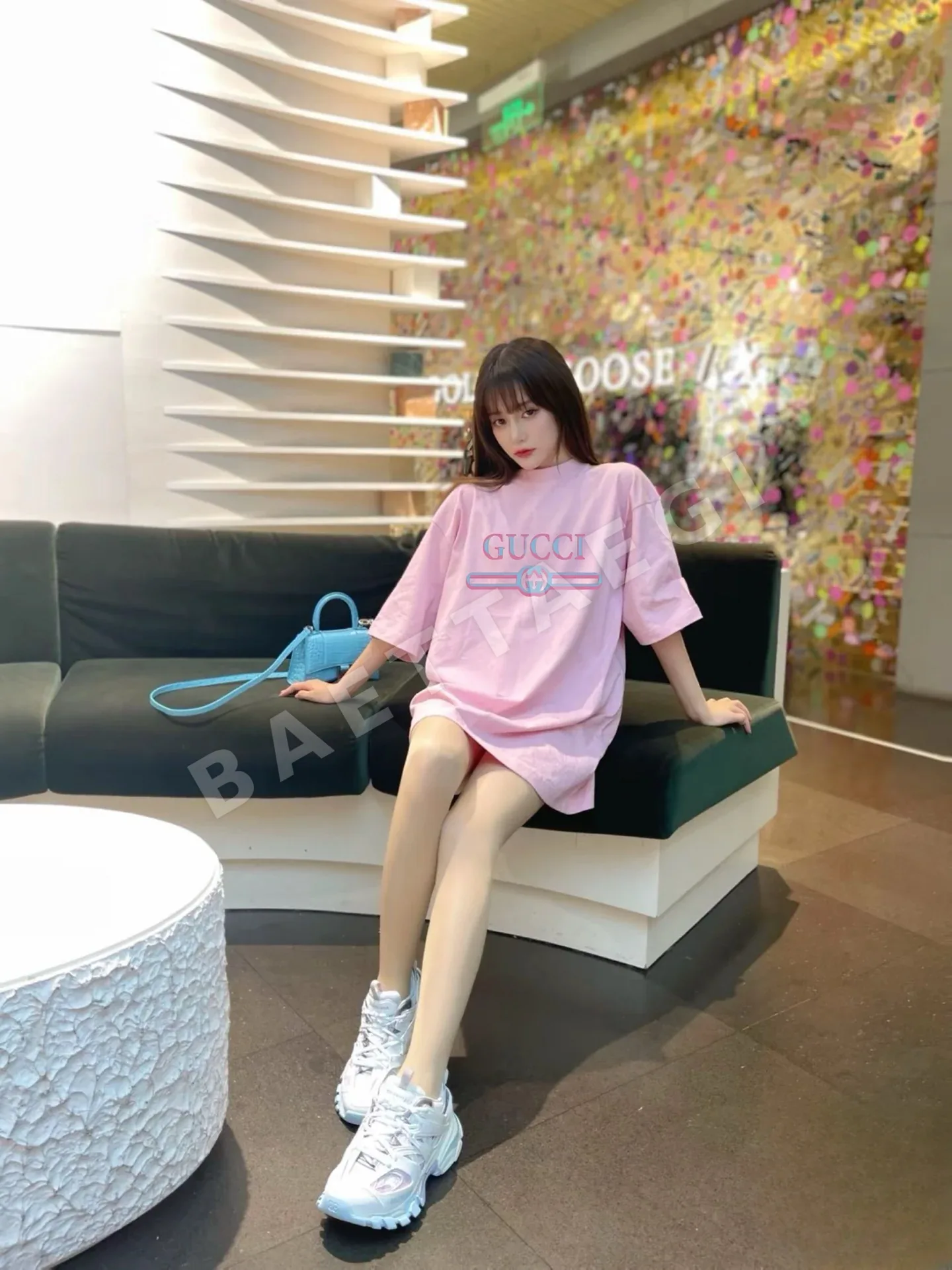 구찌 마카롱 핑크 반팔 티셔츠 상세 이미지 3