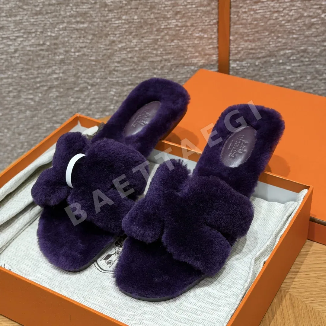 에르메스 오란 샌들 그레이프퍼플 가죽 H 컷아웃 164429