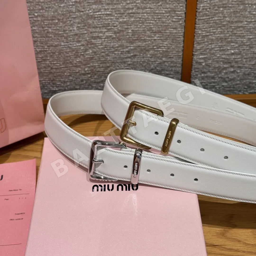 미우미우 광택 송아지가죽 벨트 상세 이미지 3