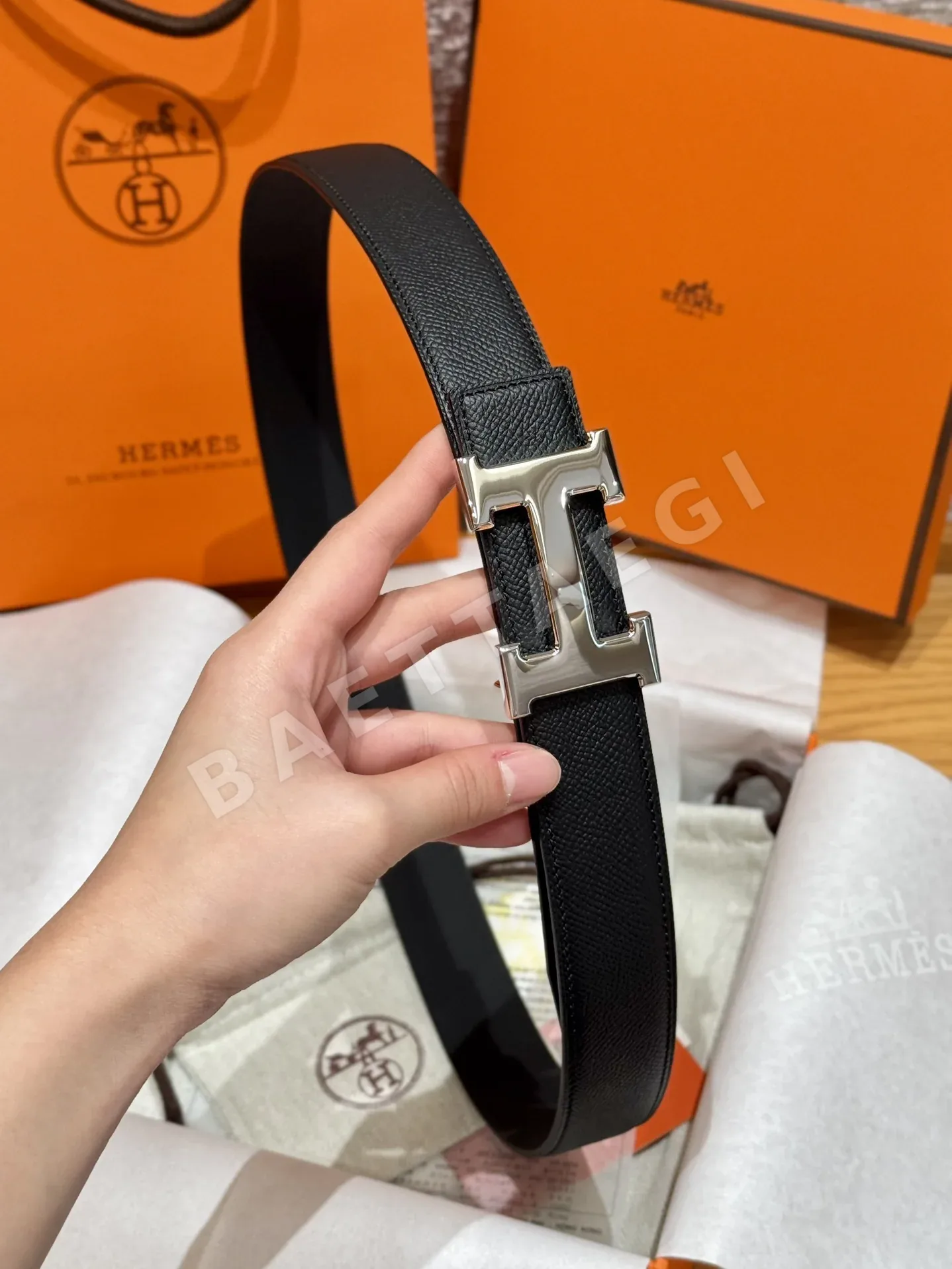 에르메스 리버시블 메탈 버클 남성 벨트 상세 이미지 3