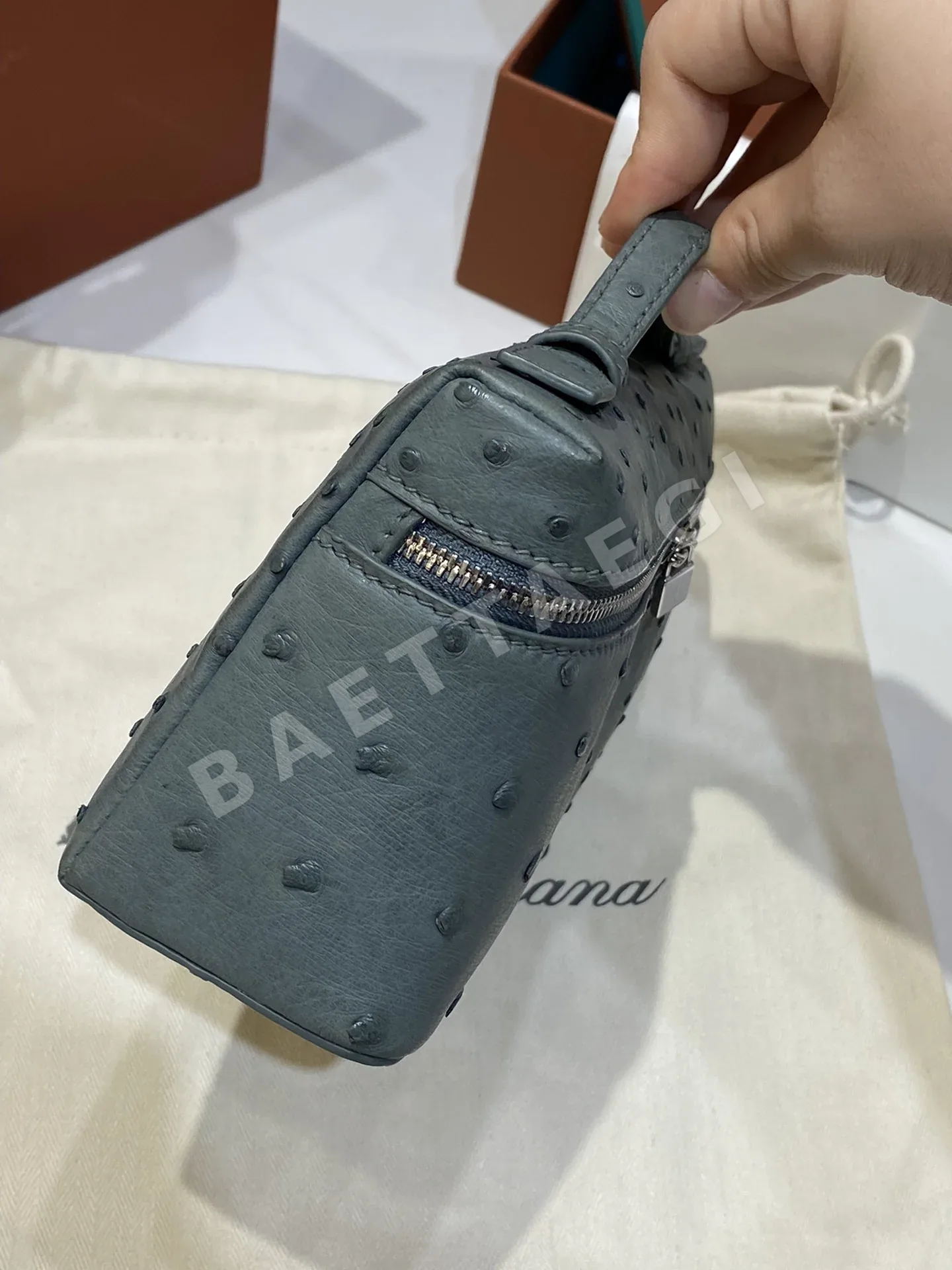 로로피아나 타조가죽 미니 핸드백 상세 이미지 6