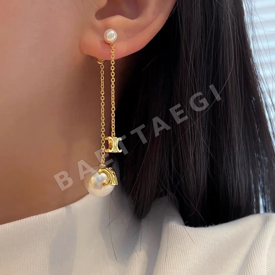 셀린느 18K 골드 도금 황동 귀걸이 상세 이미지 4