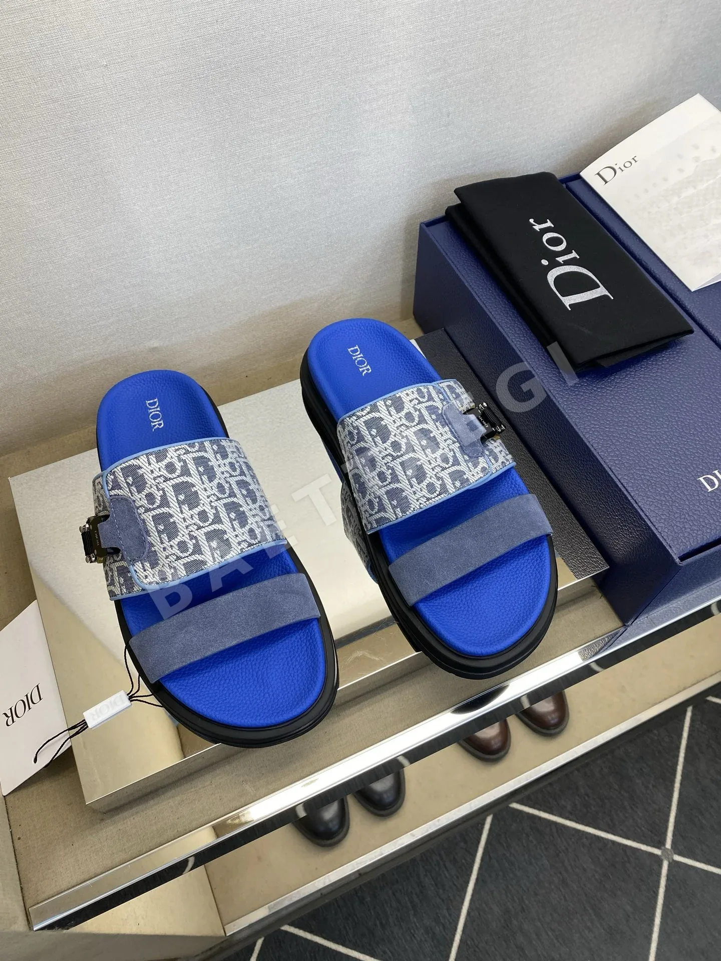 디올 남성 여름 울 캔버스 슬리퍼 134574