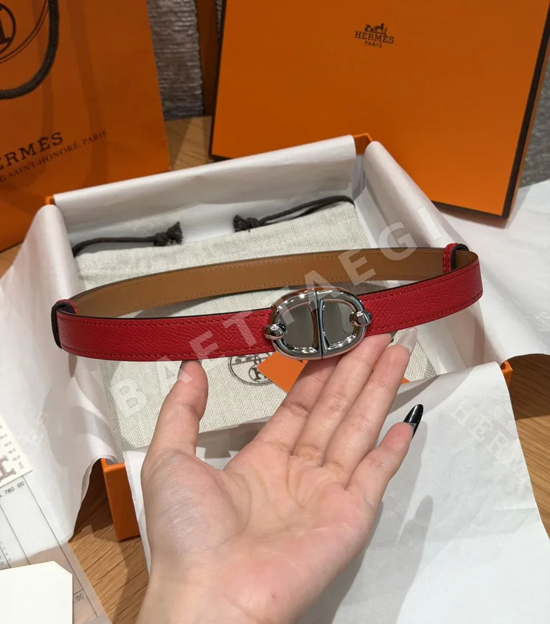 에르메스 H 브레슬릿 메탈 버클 앱송 가죽 벨트 177738