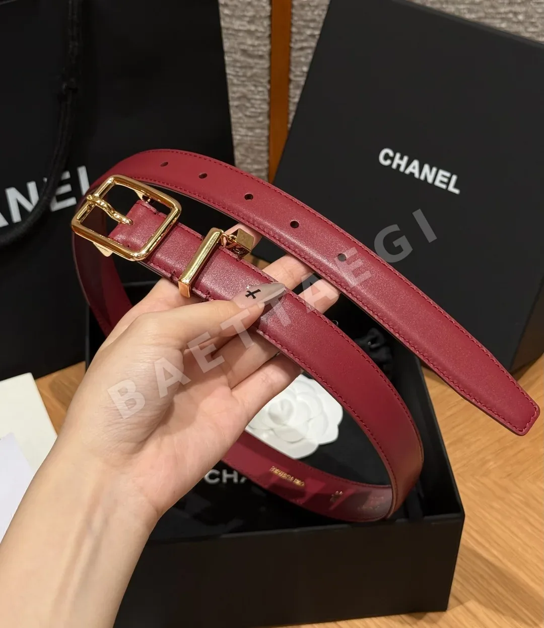 샤넬 가죽 더블 C 사각 버클 벨트 상세 이미지 8