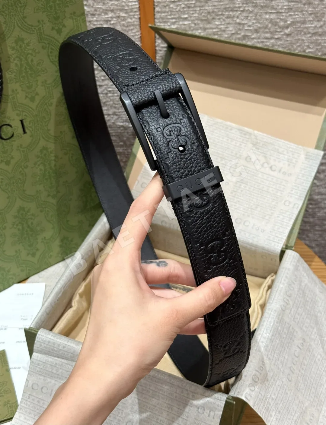 구찌 GG 엠보싱 가죽 벨트 상세 이미지 3