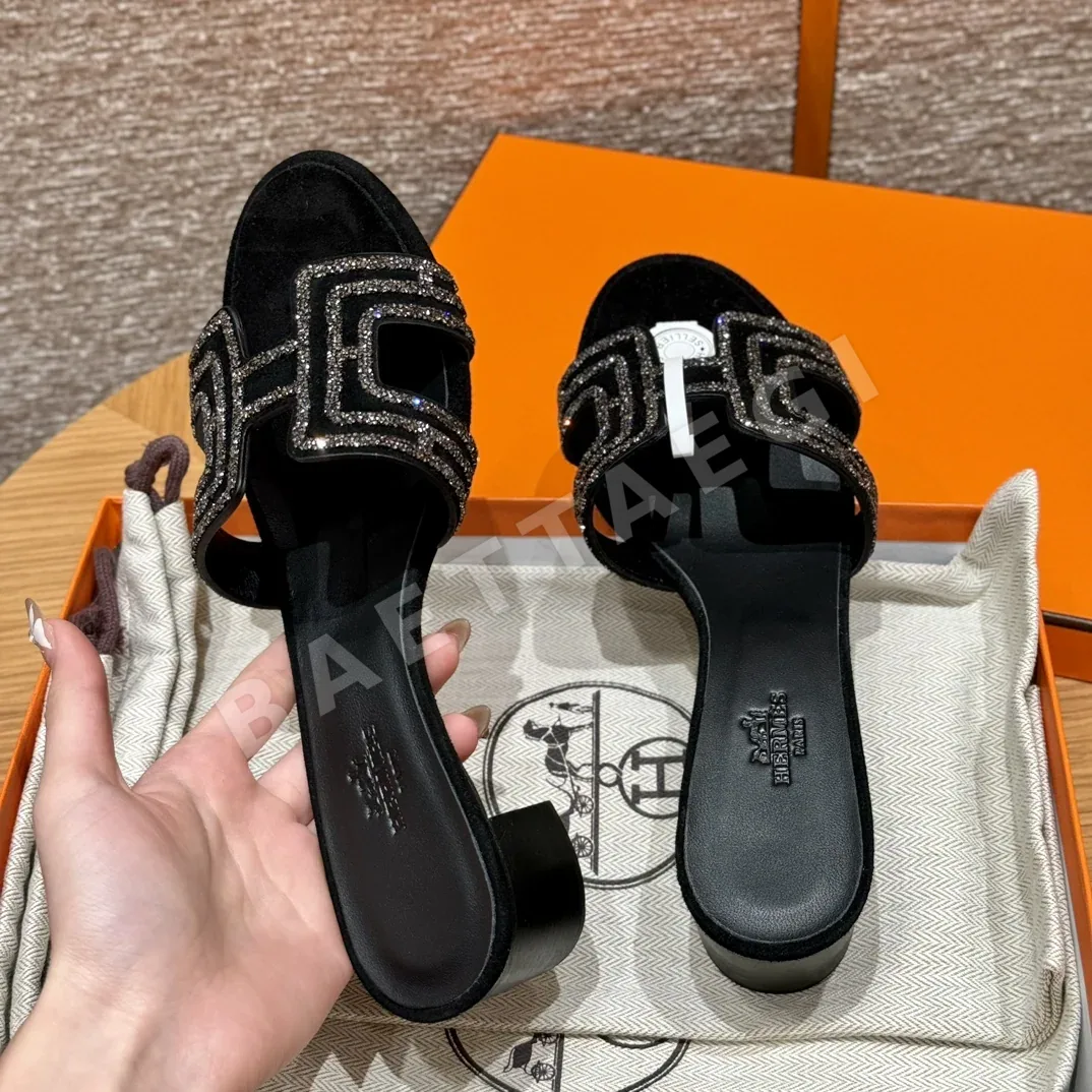 에르메스 오아시스 샌들 블랙 스웨이드 하이힐 상세 이미지 8