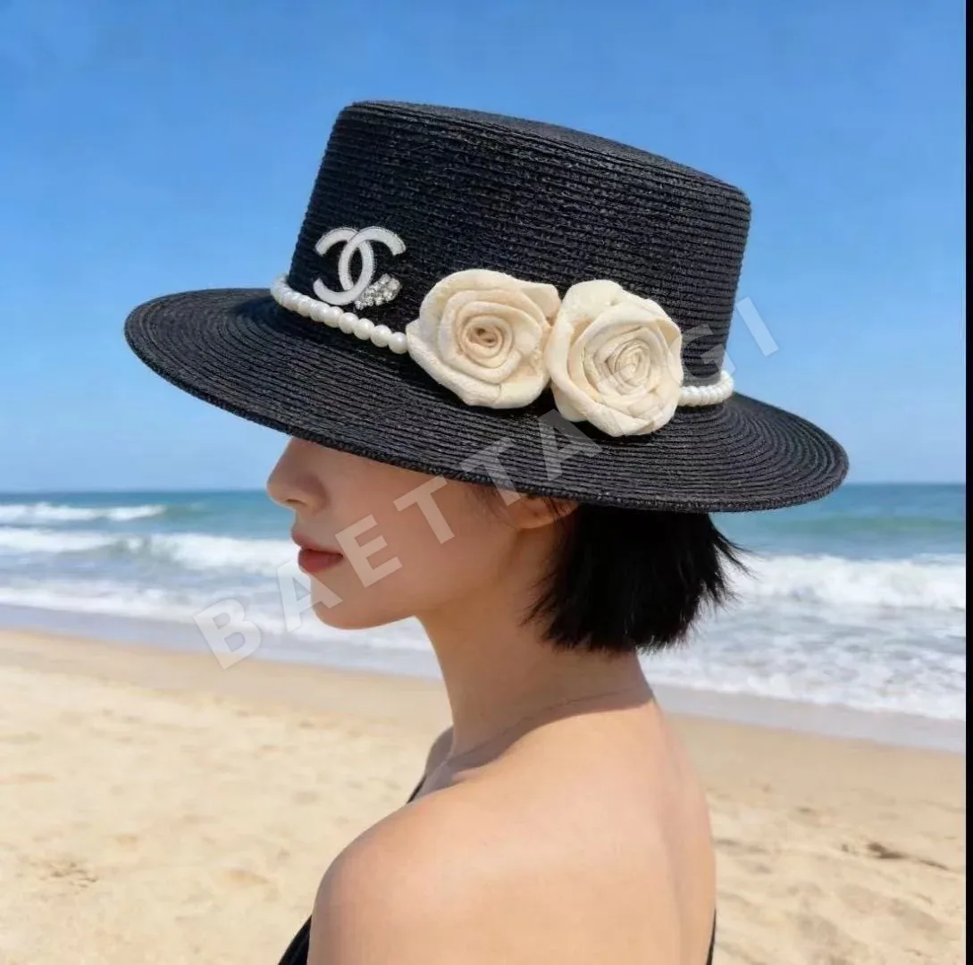 샤넬 플랫탑 밀짚모자 185625