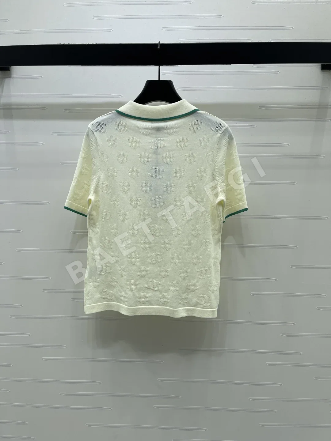 샤넬 실크 울 혼방 카라 여성 니트 반팔톱 상세 이미지 8