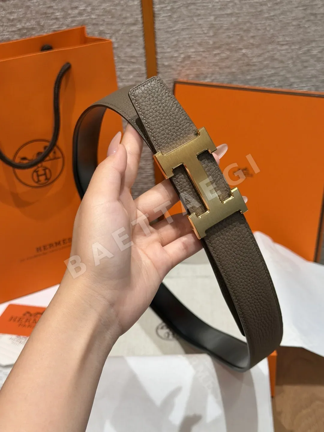 에르메스 H 버클 리버서블 가죽 벨트 32mm 상세 이미지 3