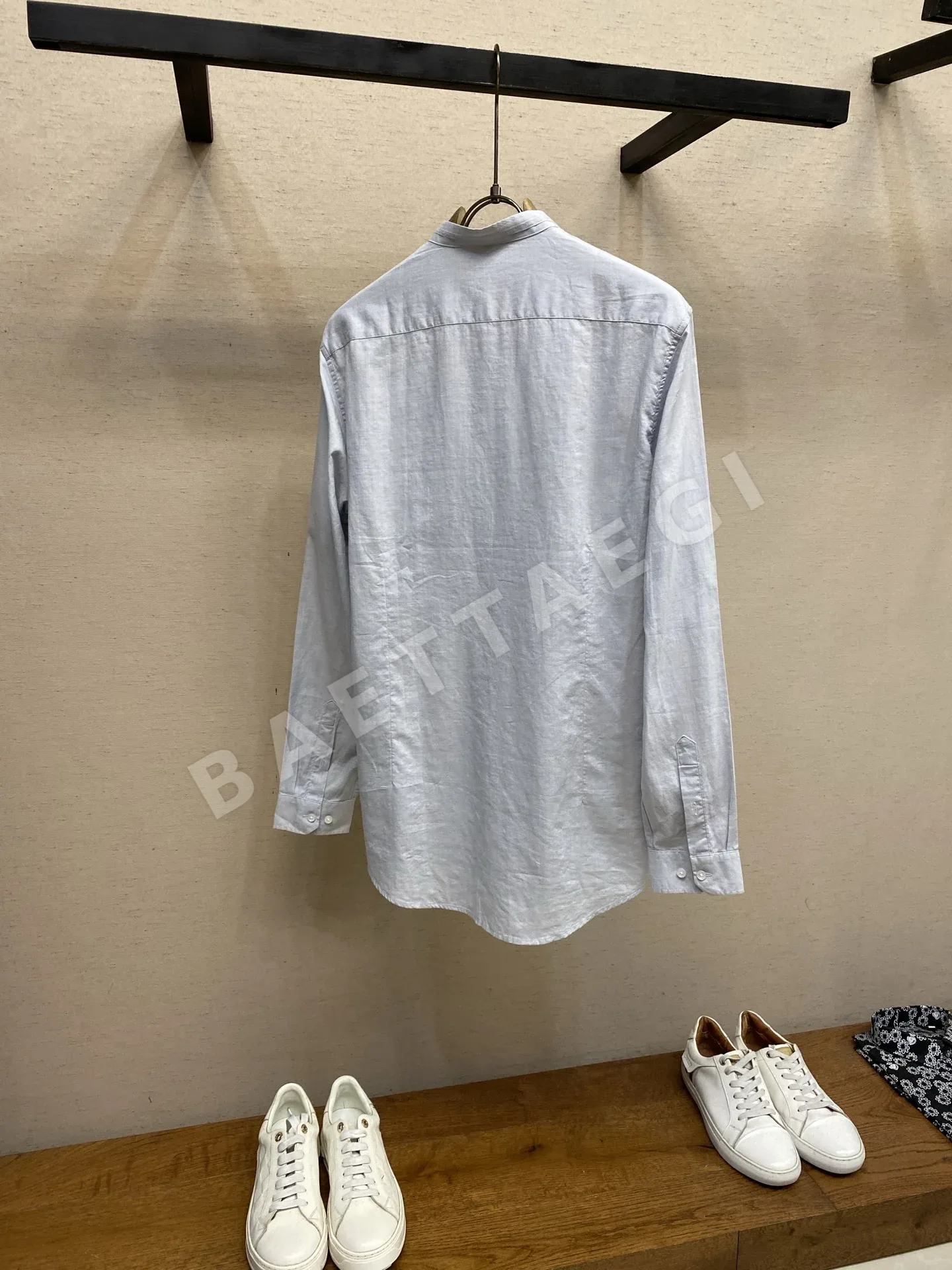 로로피아나 린넨 혼방 스탠드 카라 남성 긴팔 셔츠 상세 이미지 2