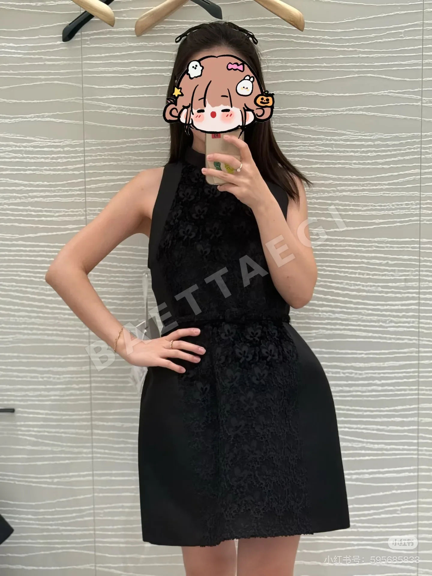 샤넬 민소매 스탠드 카라 A라인 여성 원피스 상세 이미지 8