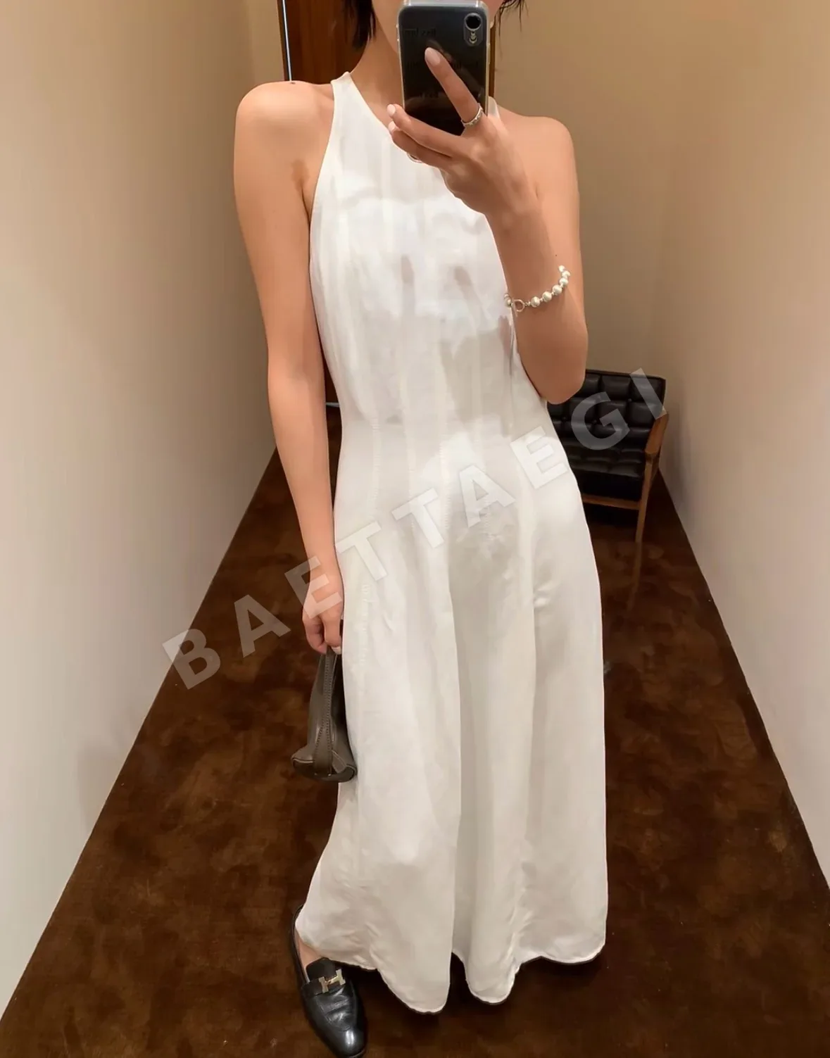 브루넬로쿠치넬리 화이트 린넨 민소매 맥시 원피스 상세 이미지 2