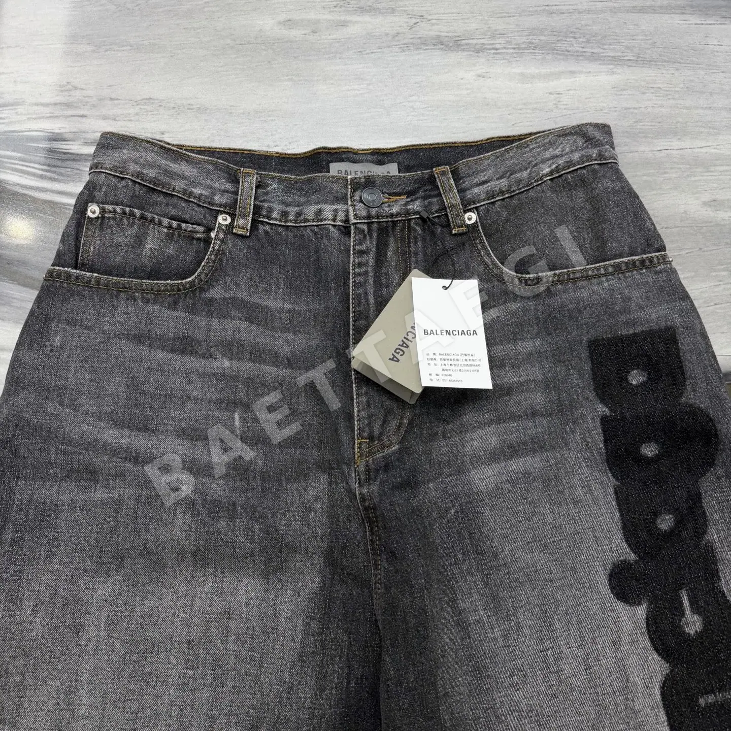 발렌시아가 사이드 자수 와이드 남성 바지 상세 이미지 5