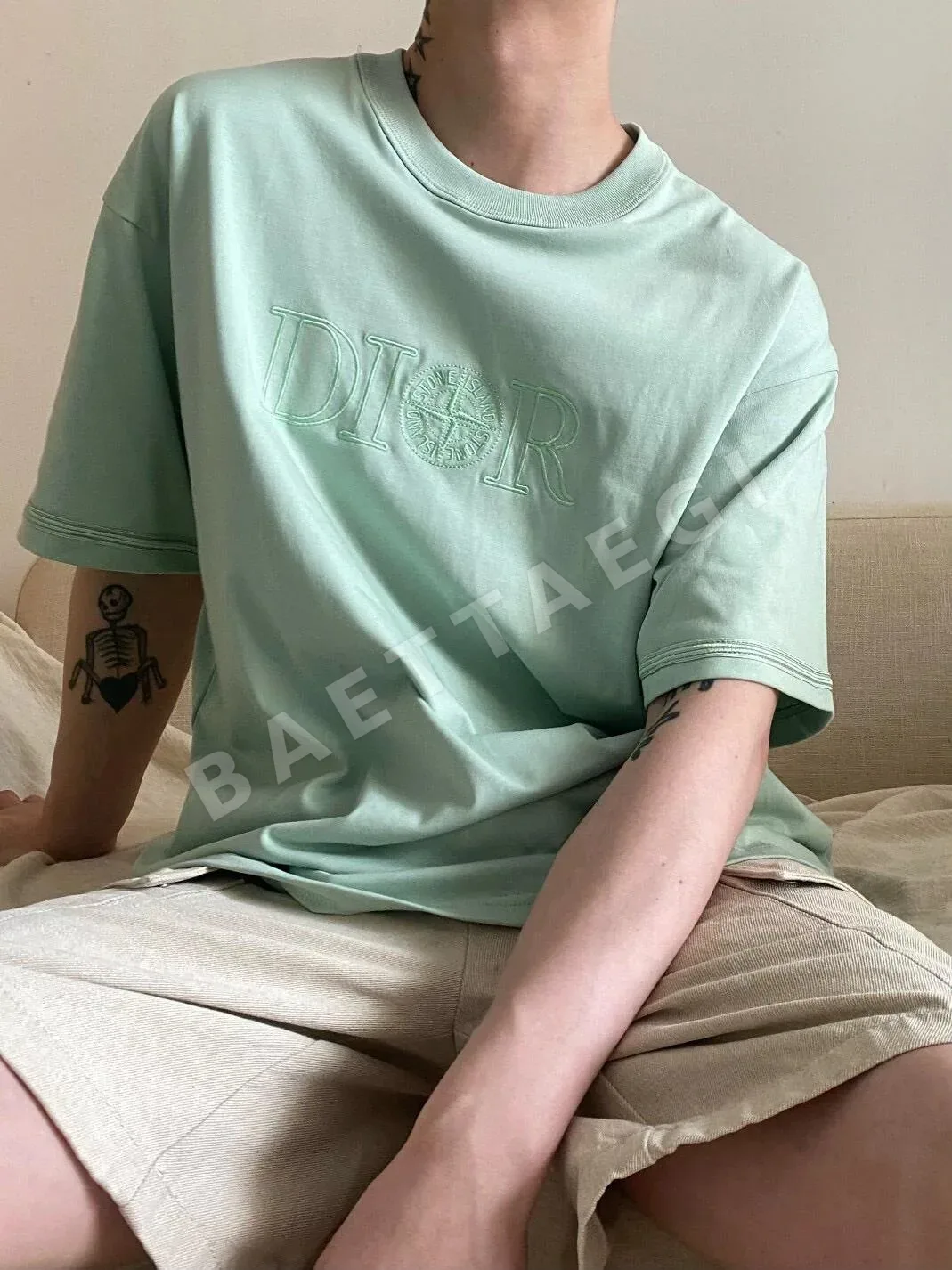스톤아일랜드 로고 자수 크루넥 반팔 티셔츠 상세 이미지 6