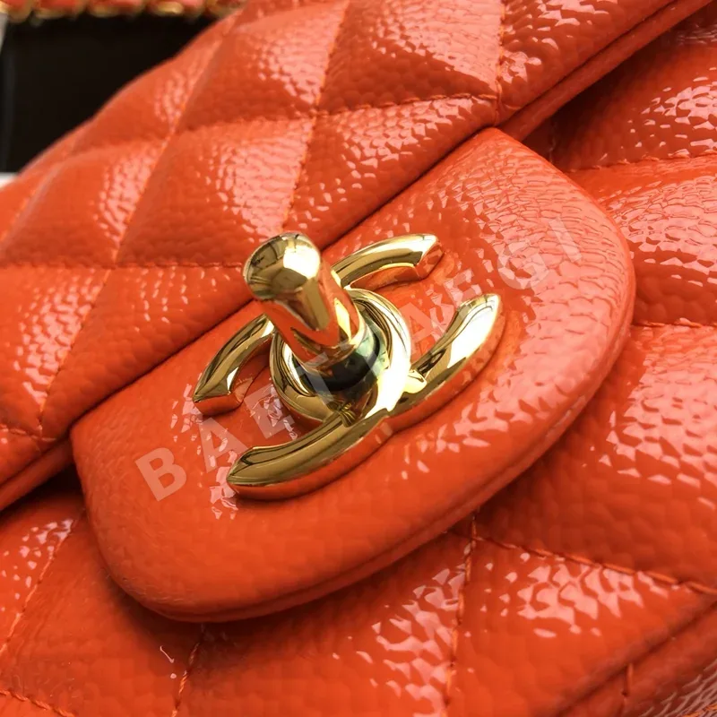 샤넬 페탈 캐비어 오렌지 골드 버클 가방 35053