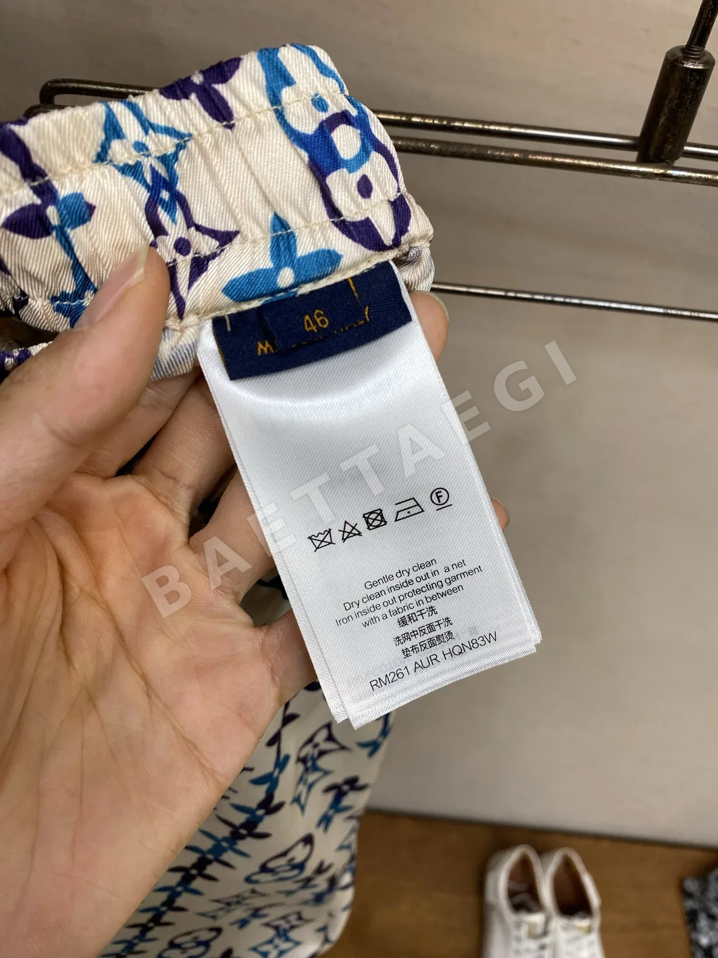 루이비통 프린트 뽕나무 실크 남성 반바지 P280 상세 이미지 6