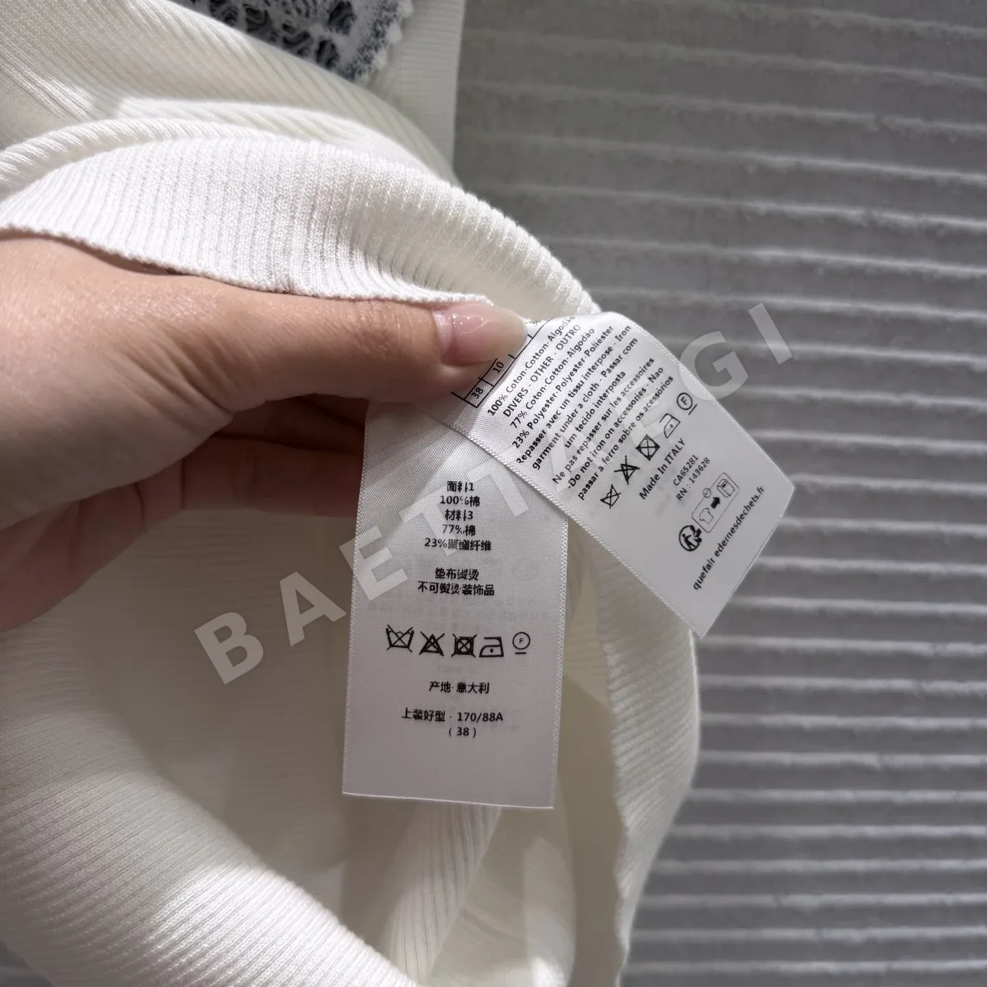 디올 레이스 카라 반팔 니트 탑 상세 이미지 7