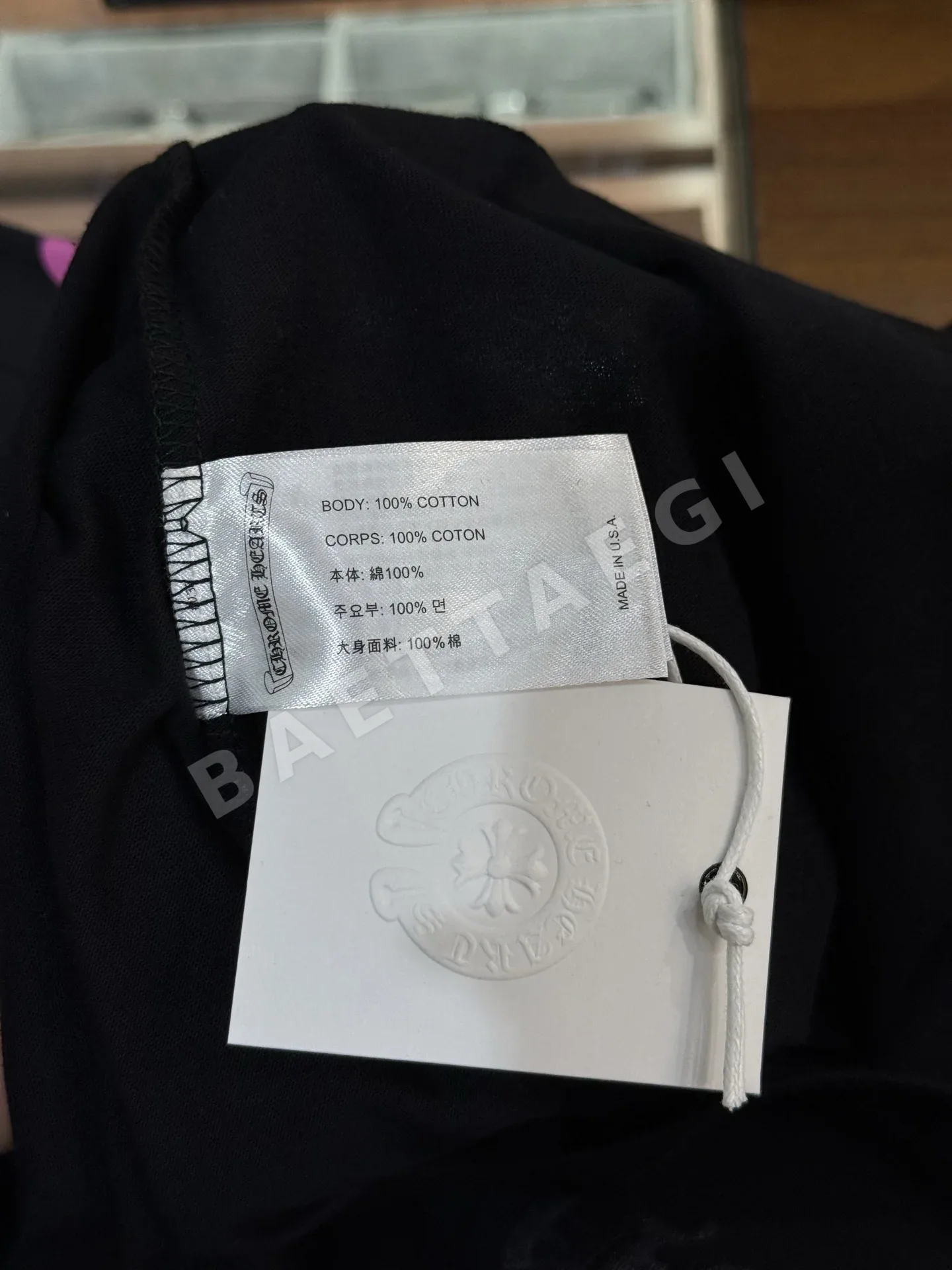 크롬하츠 블랙 핑크 플라워 레터 긴팔 티셔츠 상세 이미지 6