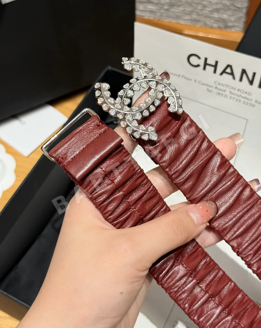 샤넬 더블 C 크리스탈 장식 엘라스틱 벨트 상세 이미지 6