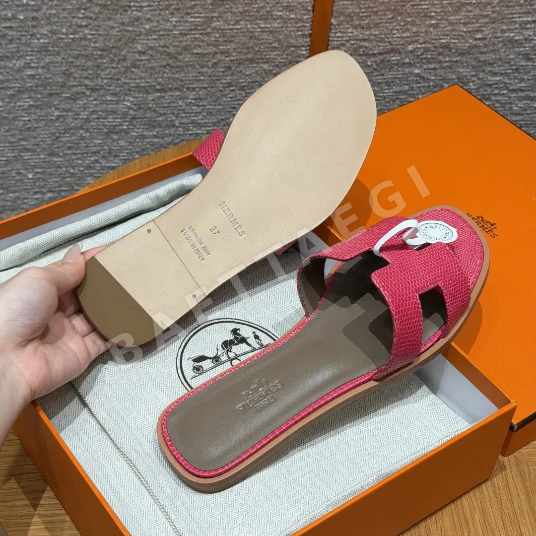 에르메스 오란 샌들 로즈레드 도마뱀 가죽 샌들 상세 이미지 7