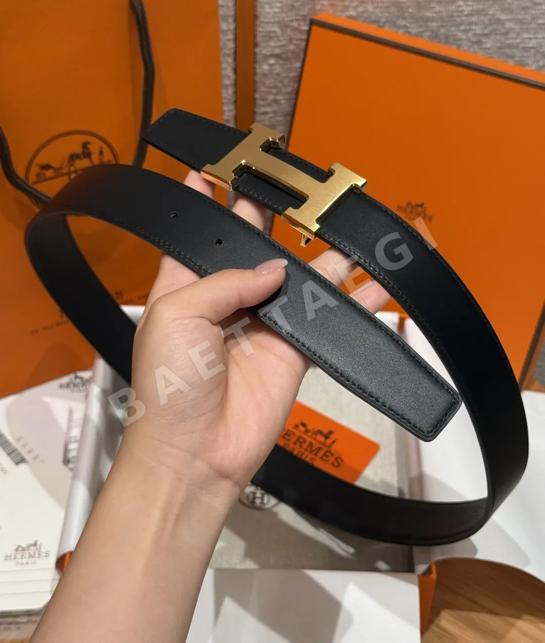 에르메스 H 버클 리버시블 가죽 벨트 32mm 상세 이미지 5