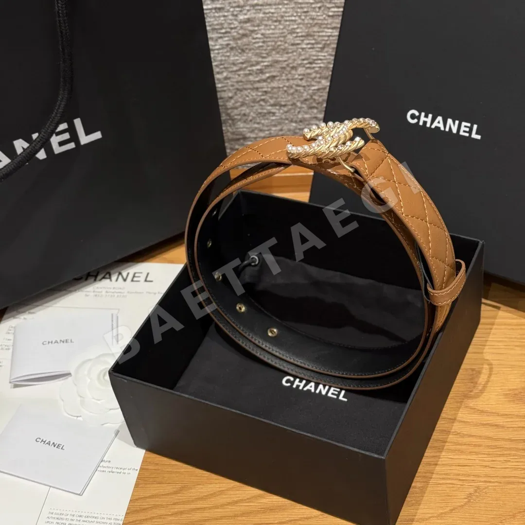 샤넬 다이아몬드 패턴 램스킨 더블 C 벨트 상세 이미지 3